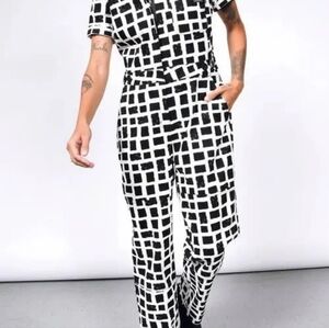 Black and White Checkered Jumpsuit
